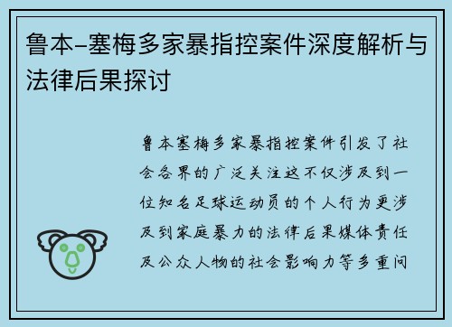 鲁本-塞梅多家暴指控案件深度解析与法律后果探讨